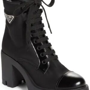 Prada Re-Nylon and Leather Combat Boot